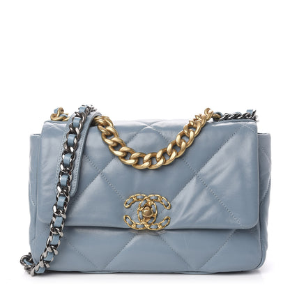 Chanel Goatskin Quilted Medium 19 Flap Blue 1 of 11