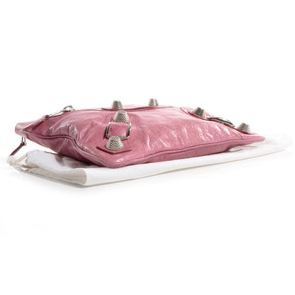 Balenciaga Agneau Giant 21 Silver Hardware Flat Handle Clutch Framboise 4 of 9