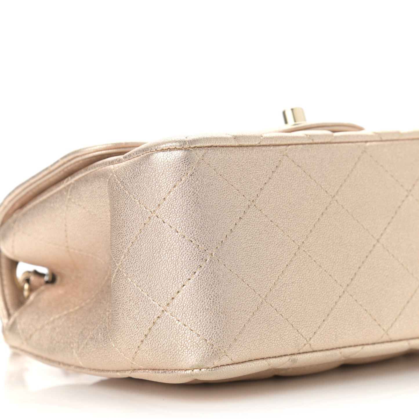 Metallic Lambskin Quilted Mini Square Flap Gold