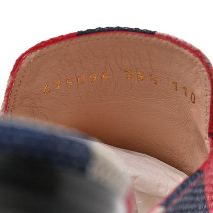 Gucci Canvas Sylvie Stripe Womens Princetown Slippers 38.5 Mystic White Hibiscus Red Maritime 8 of 11