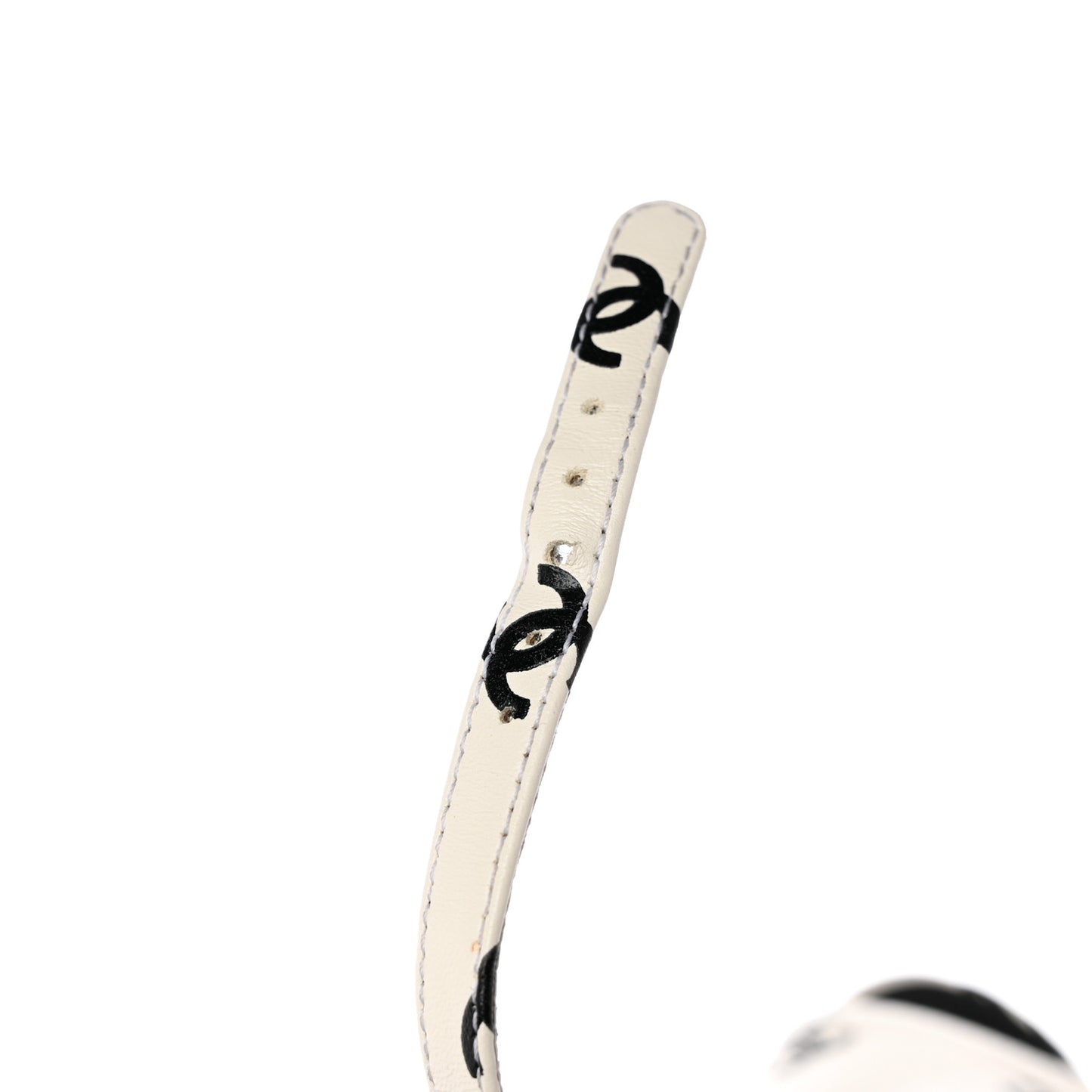 Printed Lambskin CC Sandals 40.5 White Black