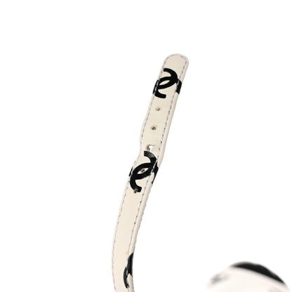 Chanel Printed Lambskin CC Sandals 40.5 White Black 10 of 12
