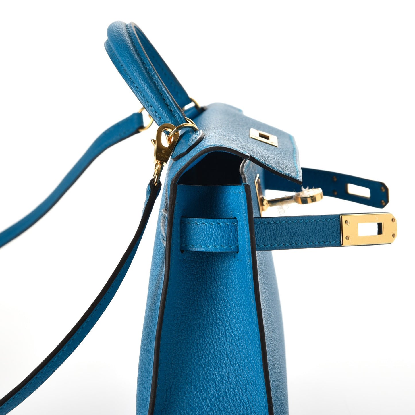 Chevre Mysore Mini Kelly Sellier 20 Bleu Zanzibar
