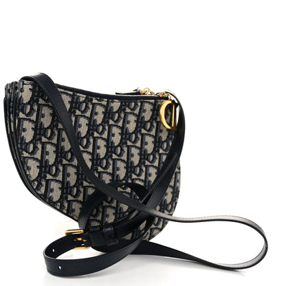 Christian Dior Oblique Saddle Pouch With Strap Navy Blue 3 of 13