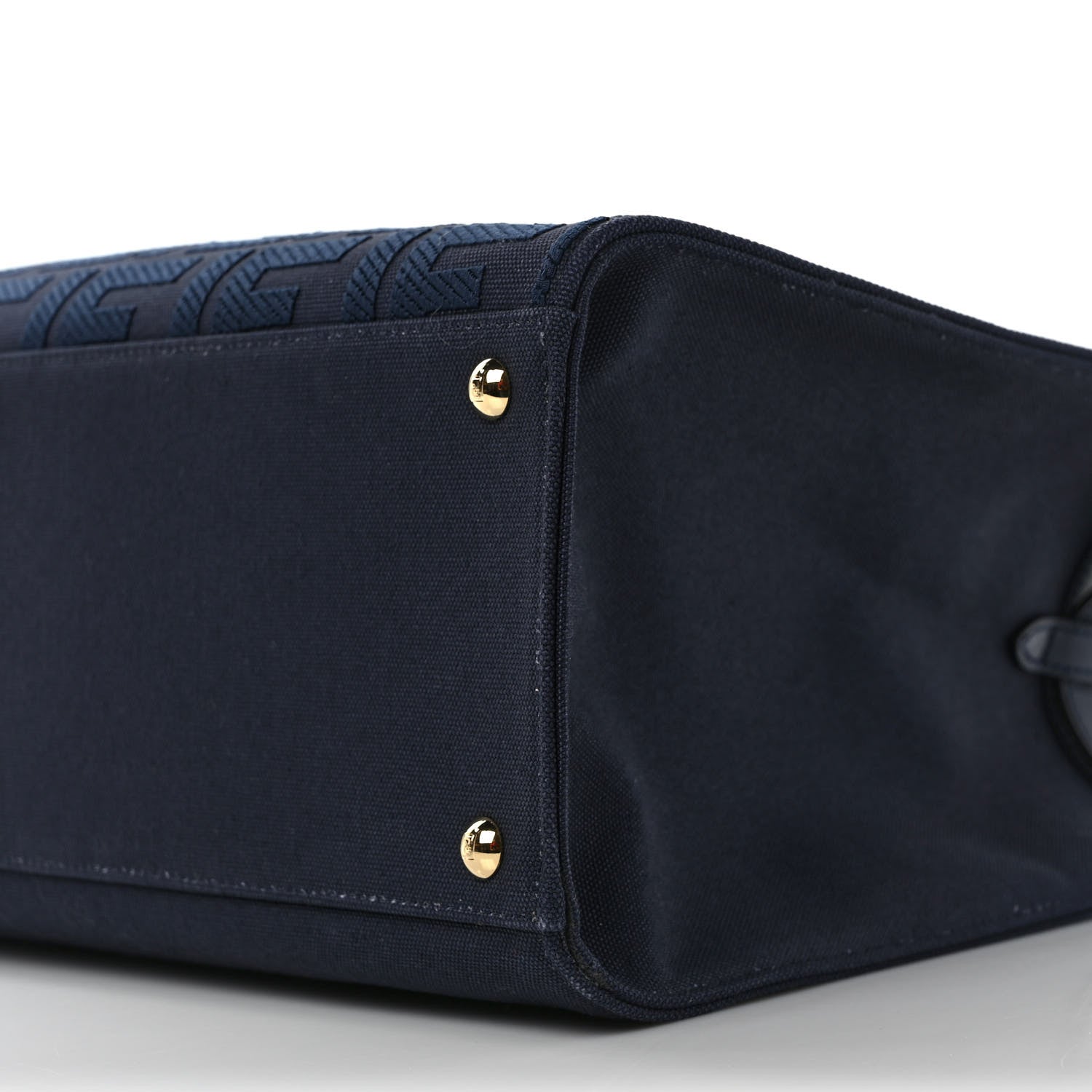 Fendi Canvas Vitello King FF Embroidered Medium Peekaboo X-Tote Marino 8 of 10