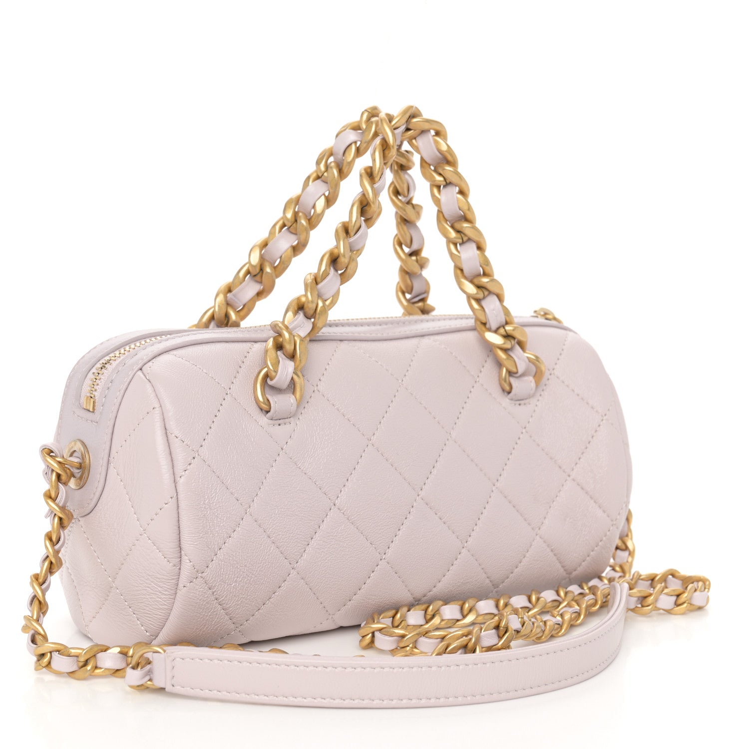 Chanel Shiny Lambskin Quilted Small Fashion Therapy Bowling Bag Lilac 3 of 12
