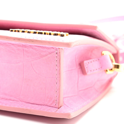 Jacquemus Nubuck Crocodile Embossed Le Chiquito Long Pink 8 of 9
