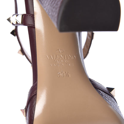 Valentino Garavani Pebbled Calfskin Rockstud T Strap 100mm Block Heel Pumps 39.5 Rubin 6 of 8