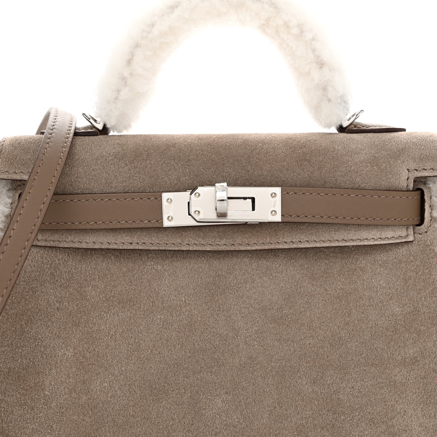 Hermes Veau Grizzly Mouton Shearling Swift Teddy Mini Kelly 20 Gris Caillou Ecru Etoupe 15 of 22