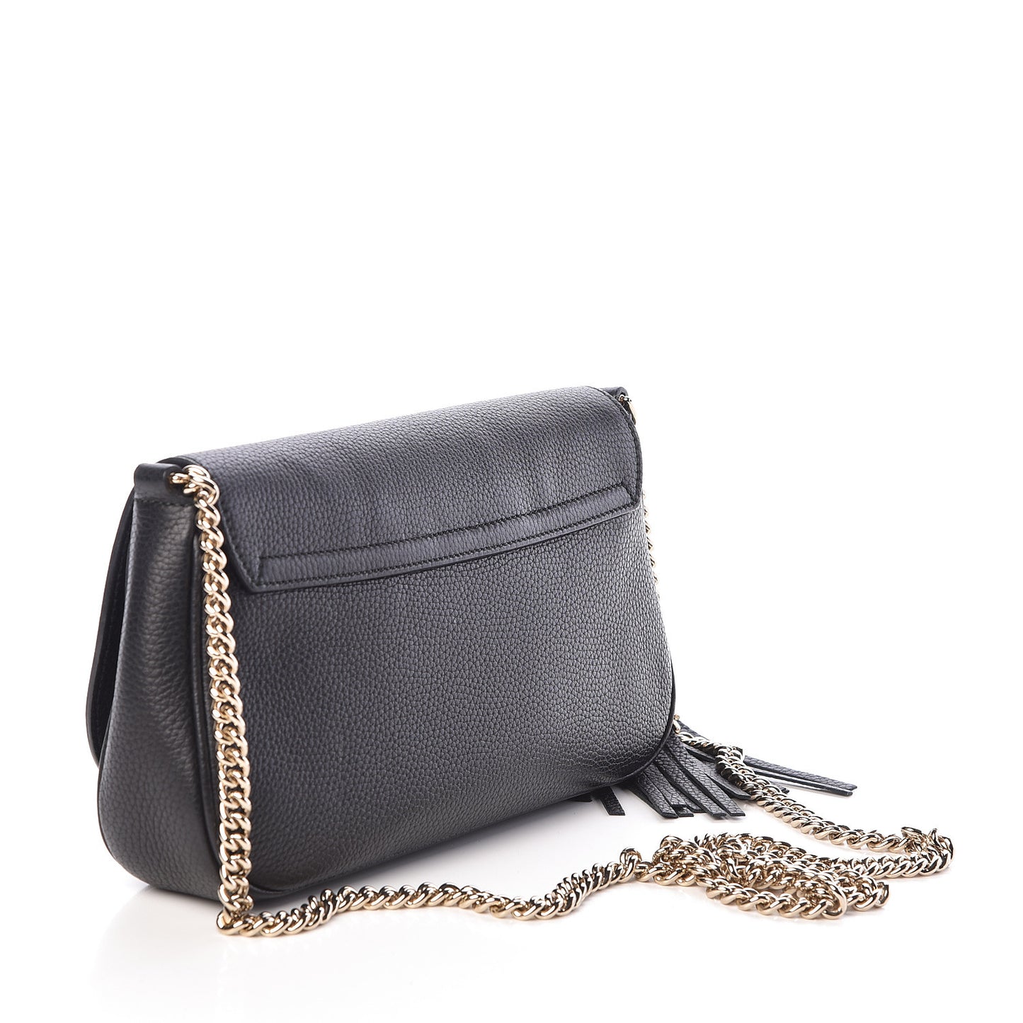 Pebbled Calfskin Medium Soho Flap Crossbody Black