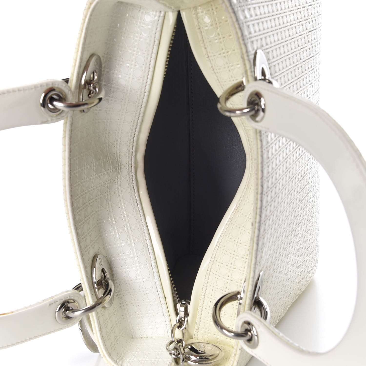 Christian Dior Patent Micro-Cannage Medium Lady Dior White 6 of 13