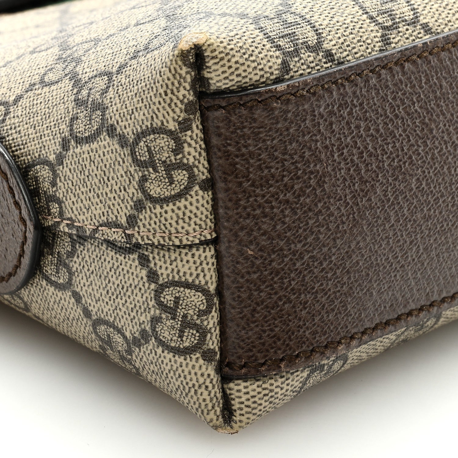 Gucci GG Supreme Monogram Textured Dollar Calfskin Web Small Ophidia Dome Shoulder Bag Beige Ebony New Acero 8 of 9