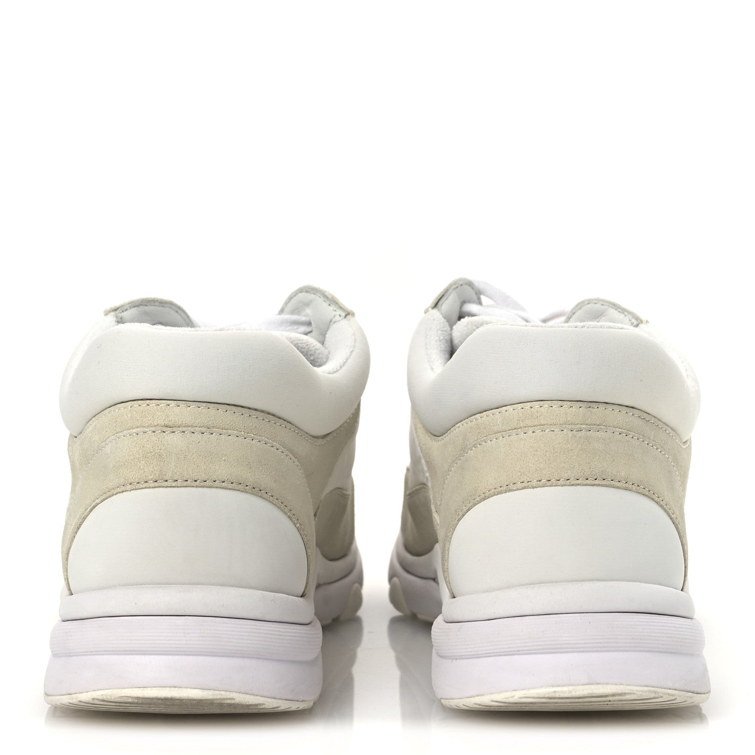 Chanel Suede Calfskin Fabric CC Sneakers 39.5 White 5 of 13