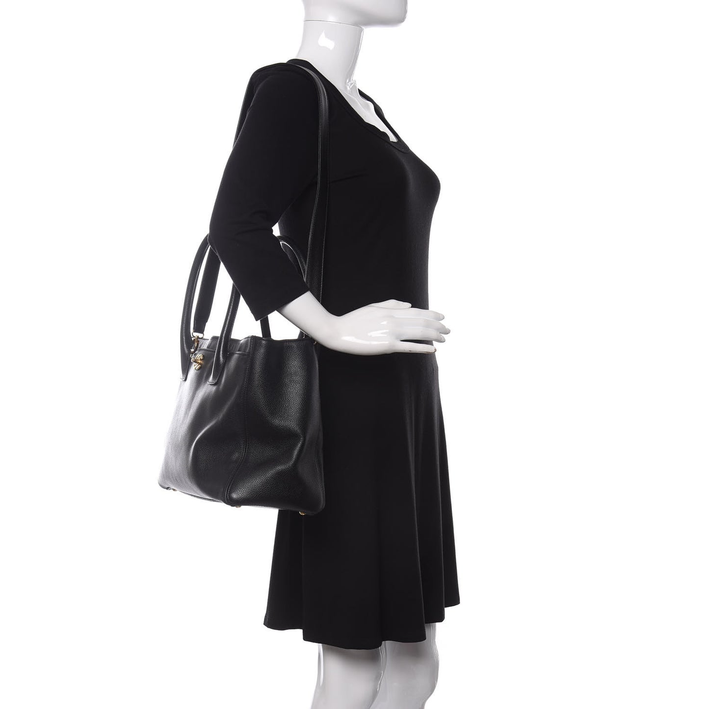 Calfskin Cerf Shopper Tote Black