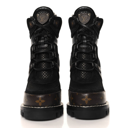 Louis Vuitton Suede Calfskin Monogram Star Trail Ankle Boots 37 Black 3 of 8