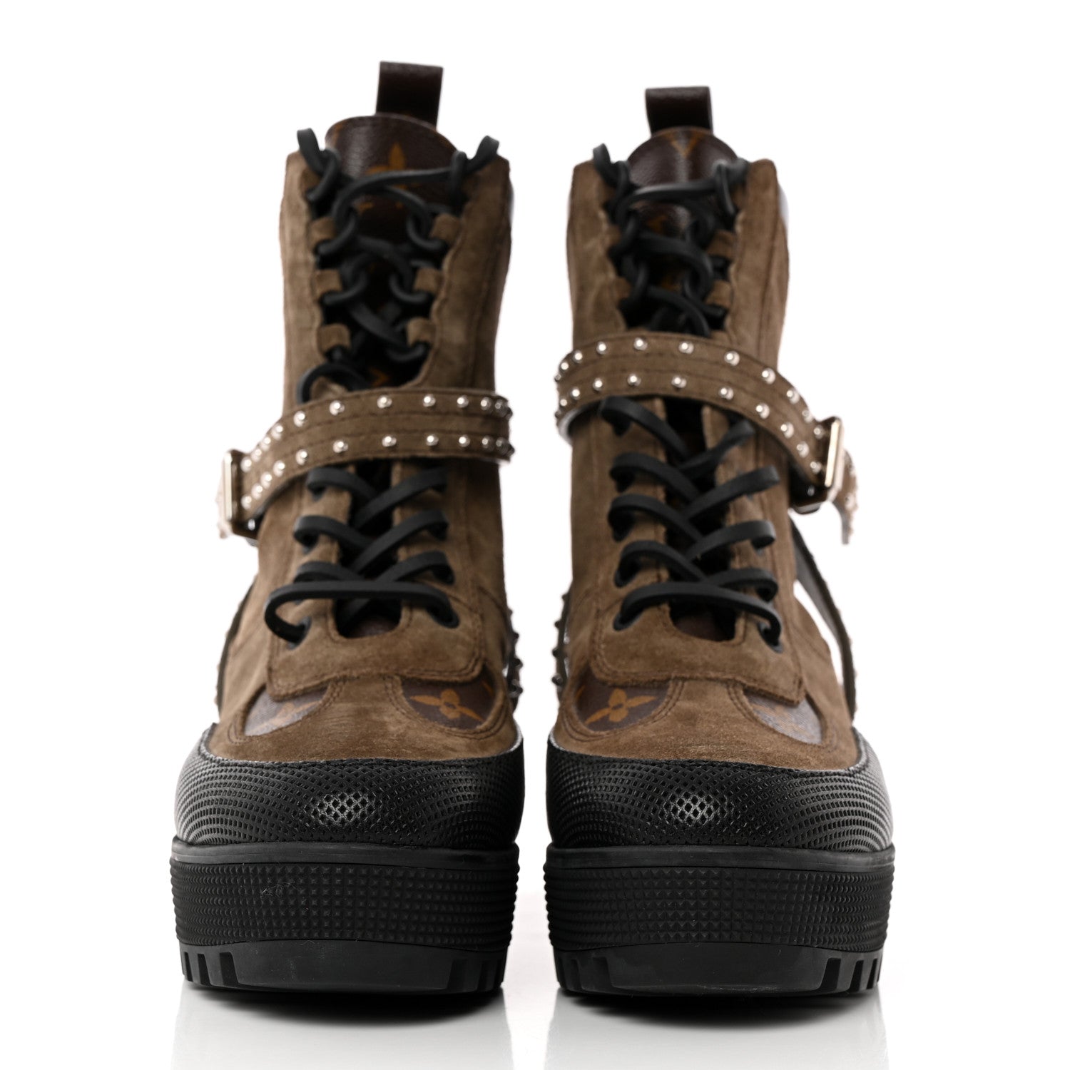 Louis Vuitton Suede Calfskin Monogram Laureate Platform Desert Boots 36.5 Kaki 2 of 12