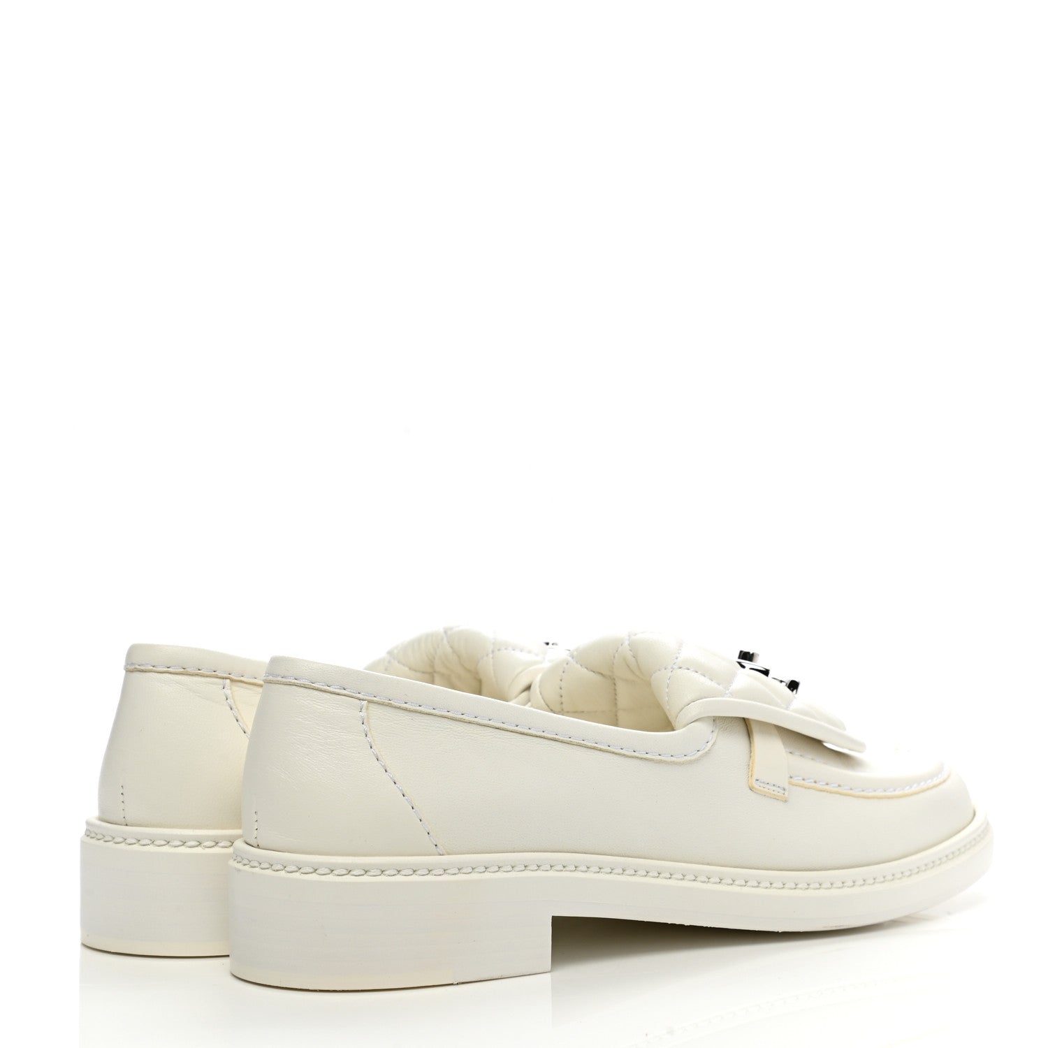 Chanel Lambskin Quilted CC Turnlock Loafers 39 White 4 of 10