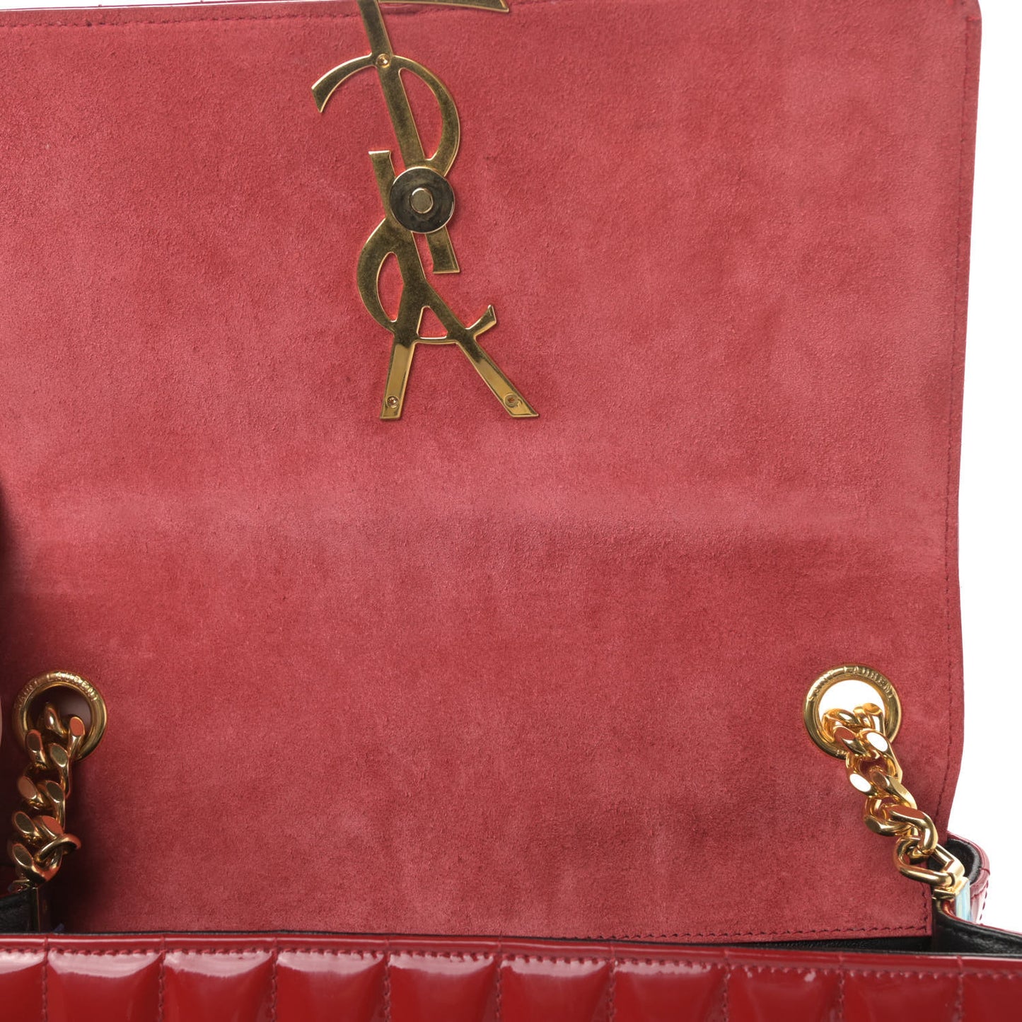 Patent Matelasse Monogram Large Vicky Chain Bag Rouge Eros