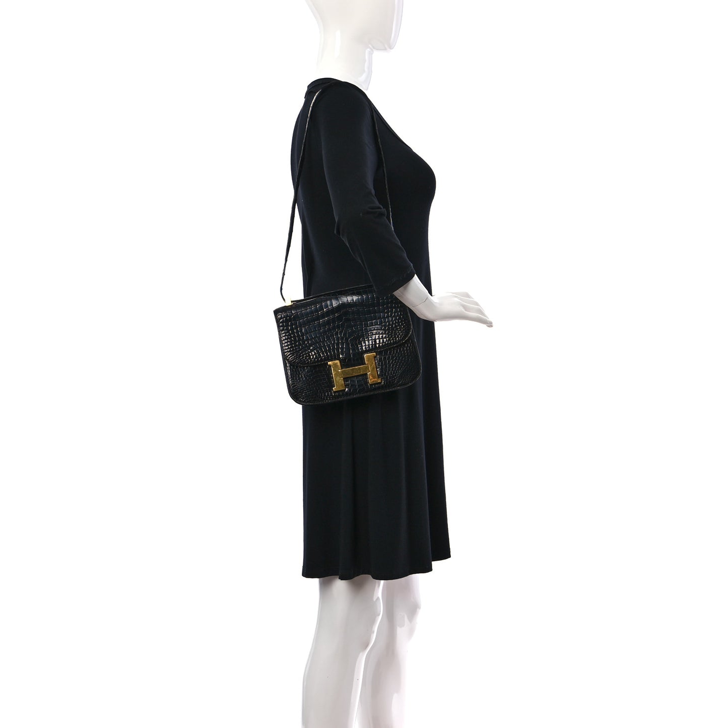 Shiny Alligator Constance 24 Black