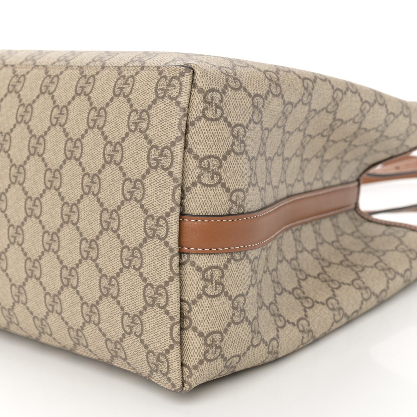 GG Supreme Monogram Emblem Medium Tote Bag Beige Dark Brown
