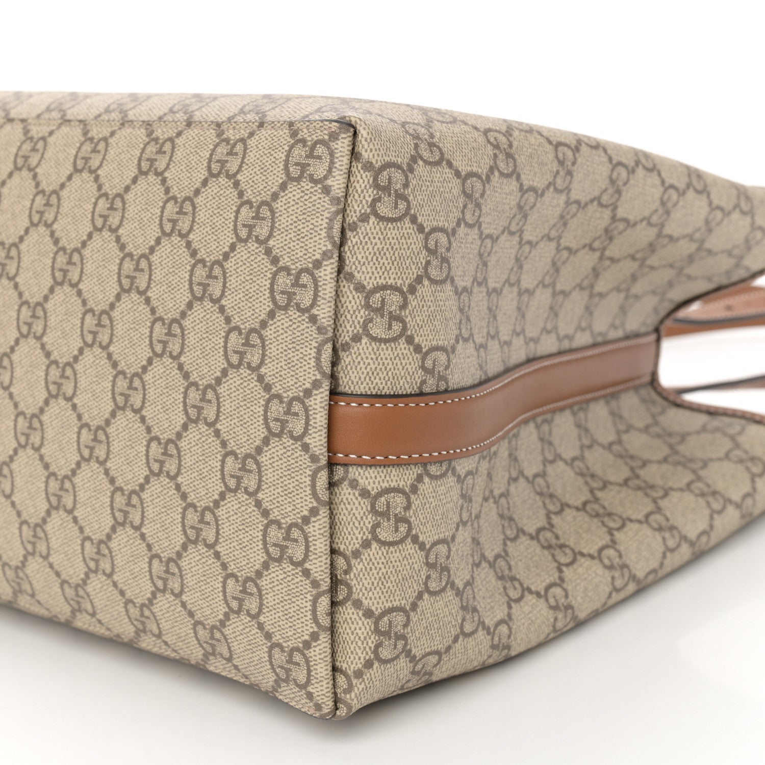 Gucci GG Supreme Monogram Emblem Medium Tote Bag Beige Dark Brown 10 of 10