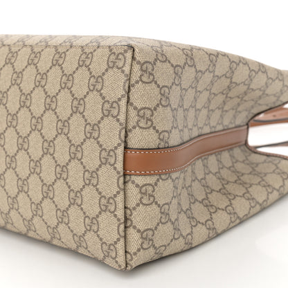 Gucci GG Supreme Monogram Emblem Medium Tote Bag Beige Dark Brown 10 of 10