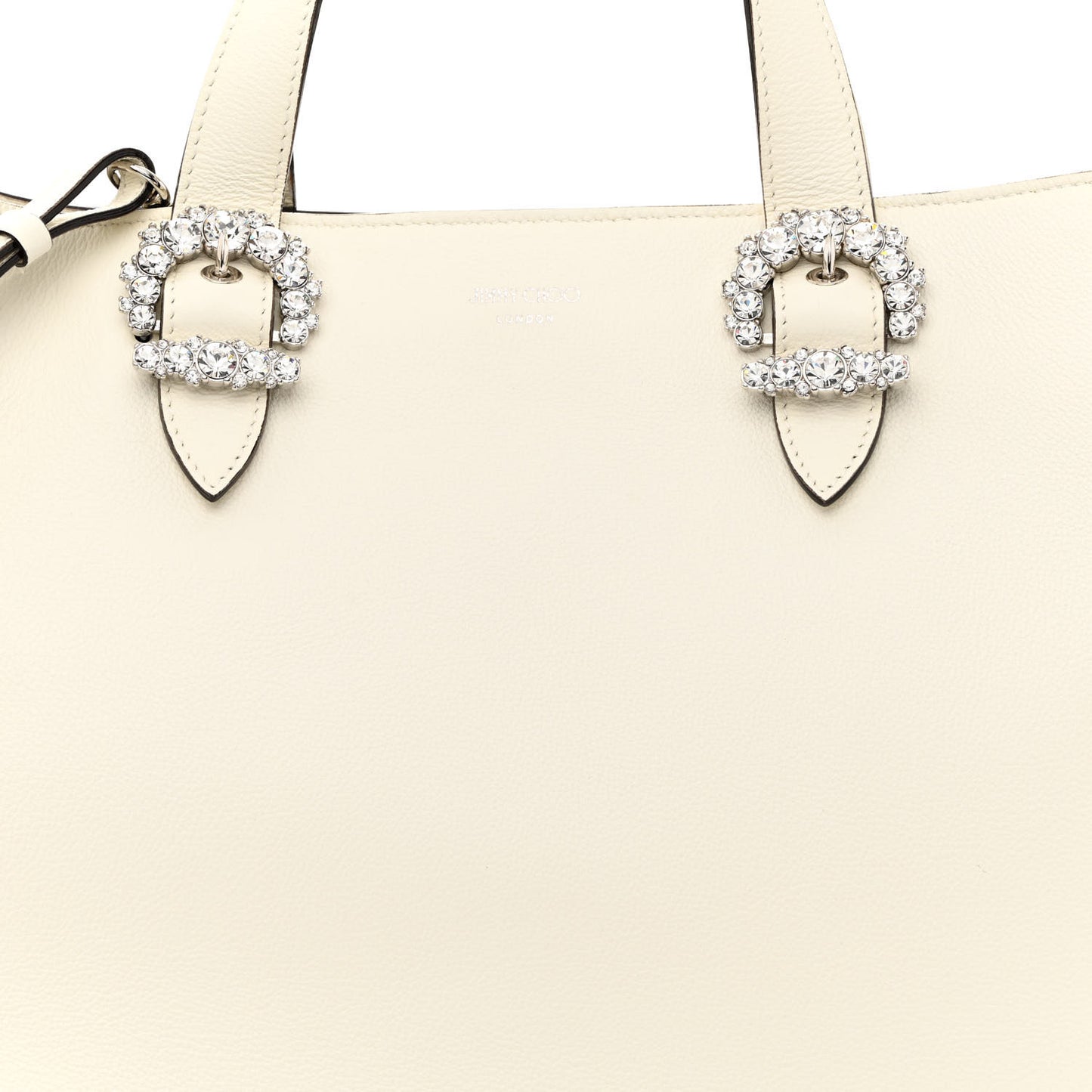 Smooth Calfskin Crystal Embellished Cheri Tote Latte
