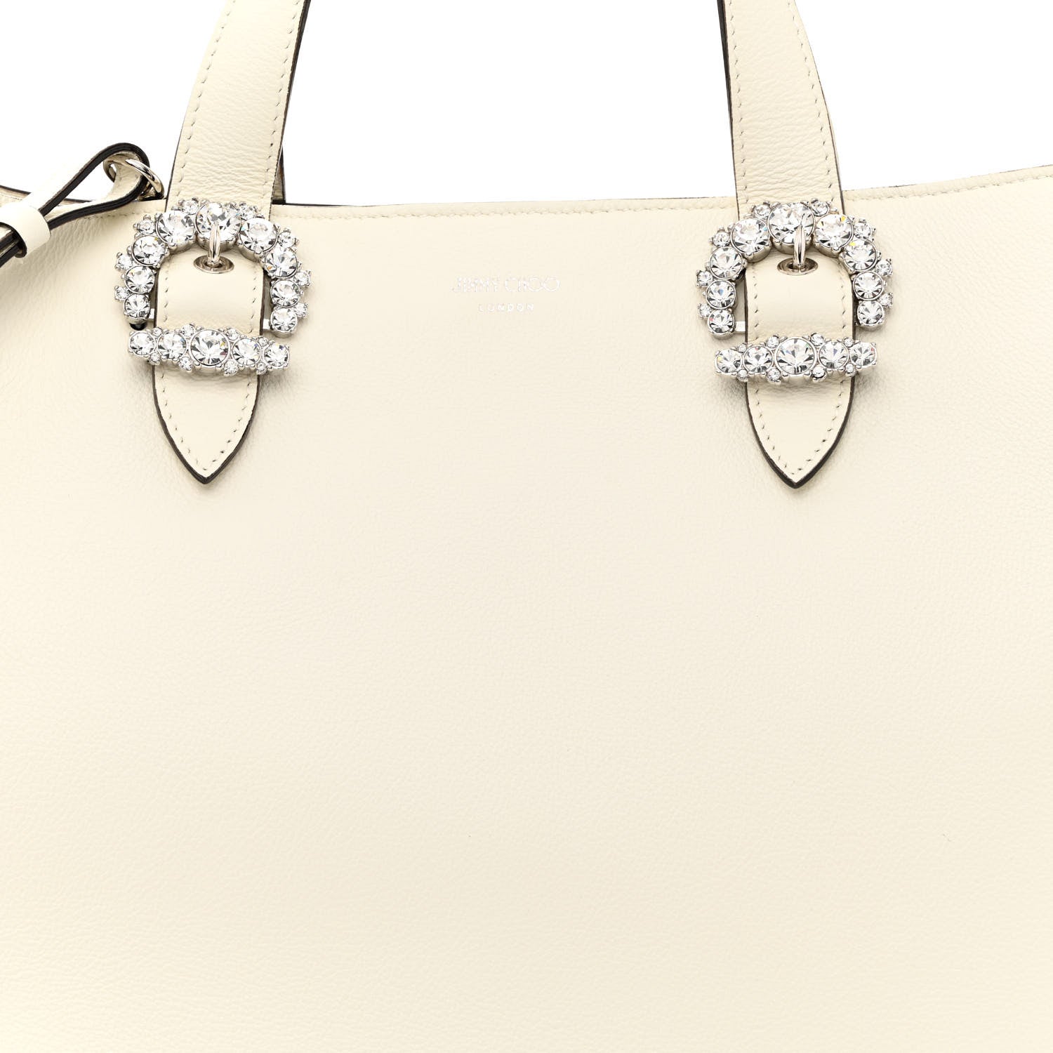 Jimmy Choo Smooth Calfskin Crystal Embellished Cheri Tote Latte 8 of 10
