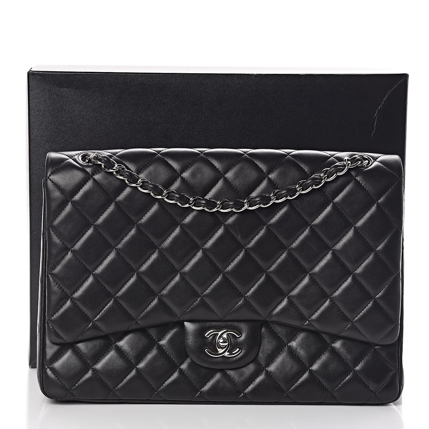 Chanel Lambskin Quilted Maxi Single Flap Black 13 of 13