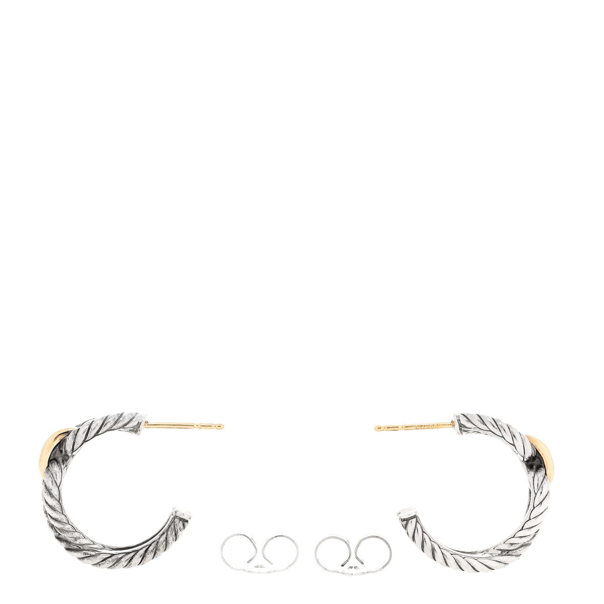 Sterling Silver 18K Yellow Gold Small Cable Loop Hoop Earrings