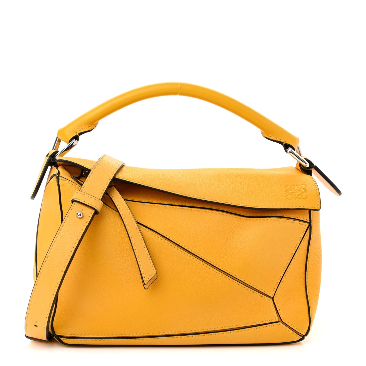 Grained Calfskin Small Puzzle Bag Yellow