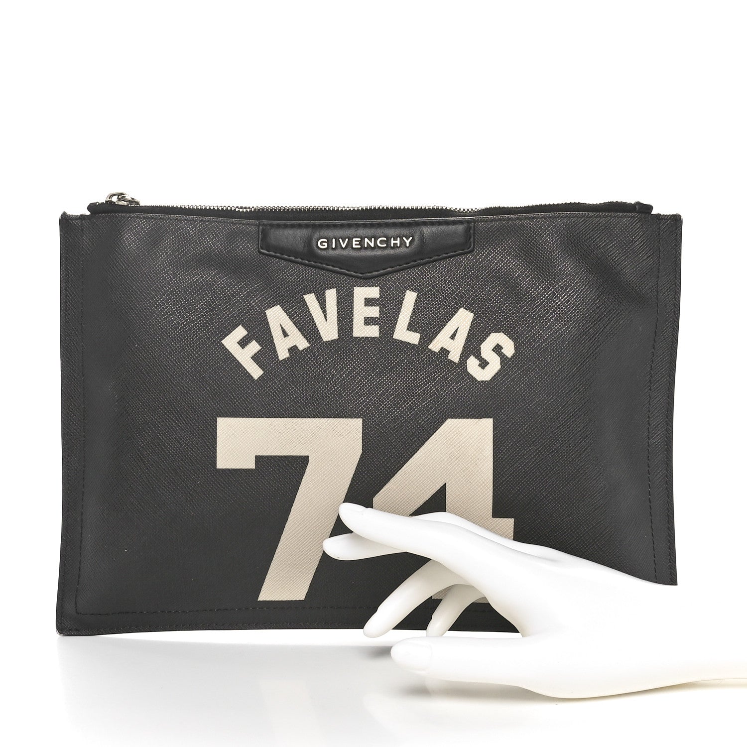 Givenchy Textured Coated Canvas Favelas Large Antigona Pouch Black 2 of 10