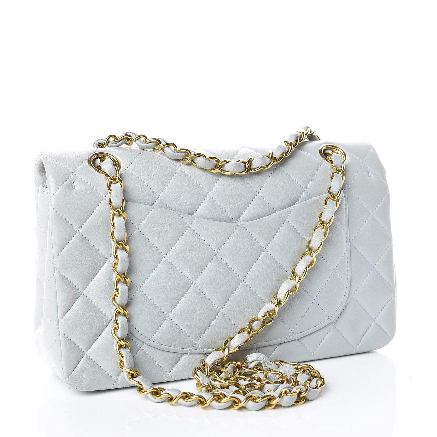 Lambskin Quilted Small Double Flap Light Blue