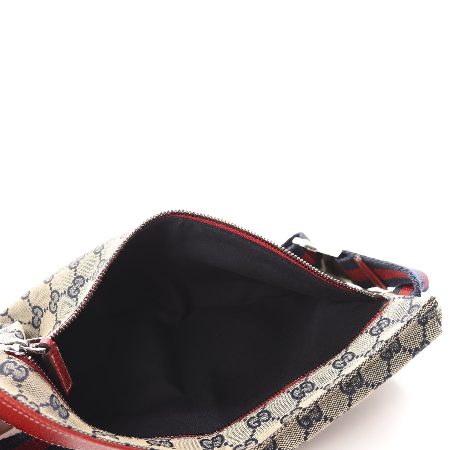 Gucci GG Monogram Web Double Pocket Belt Bag Navy Red 5 of 10