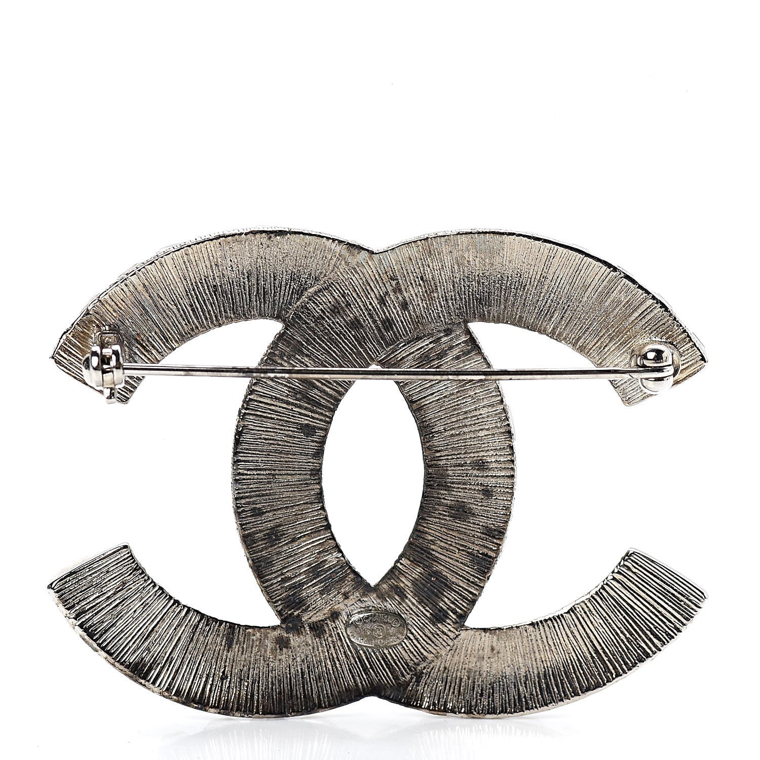 Chanel Baguette Crystal CC Brooch Silver 3 of 9