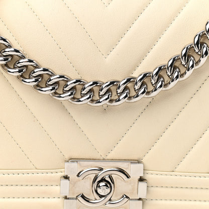 Chanel Calfskin Chevron Quilted Medium Boy Flap Ivory 8 of 11