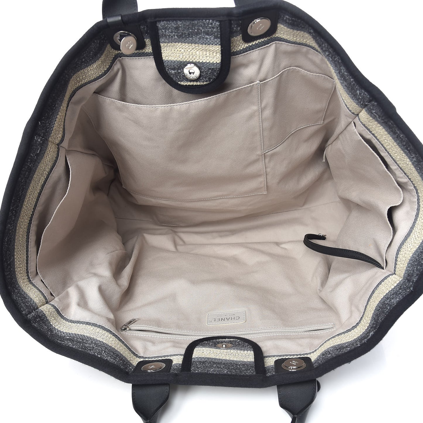 Canvas Striped Extra Large Deauville Tote Black Grey