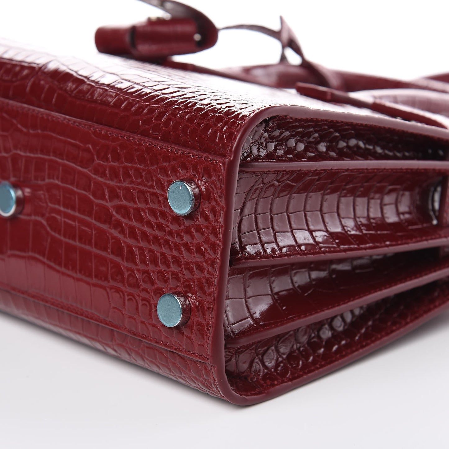 Calfskin Crocodile Embossed Nano Sac De Jour Dark Red