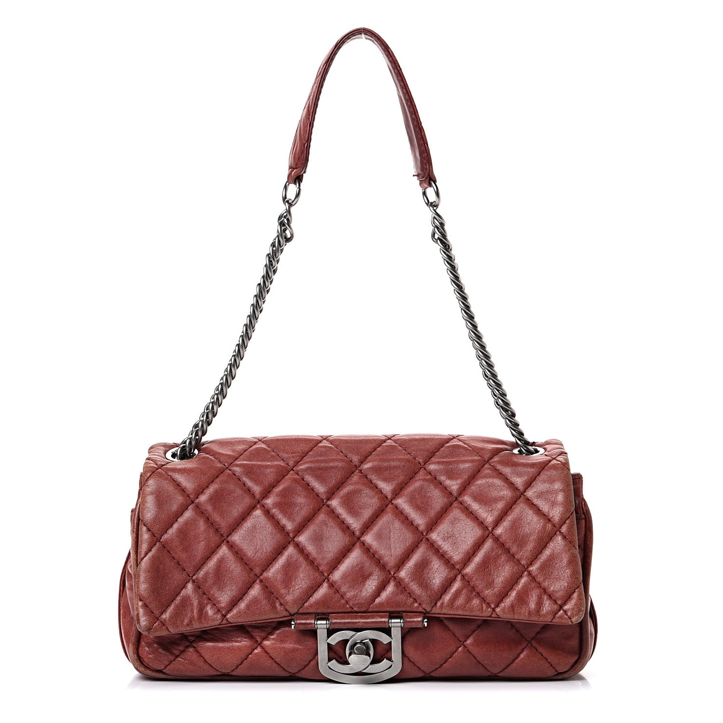 Lambskin Quilted Medium Icons Secret Label Flap Red