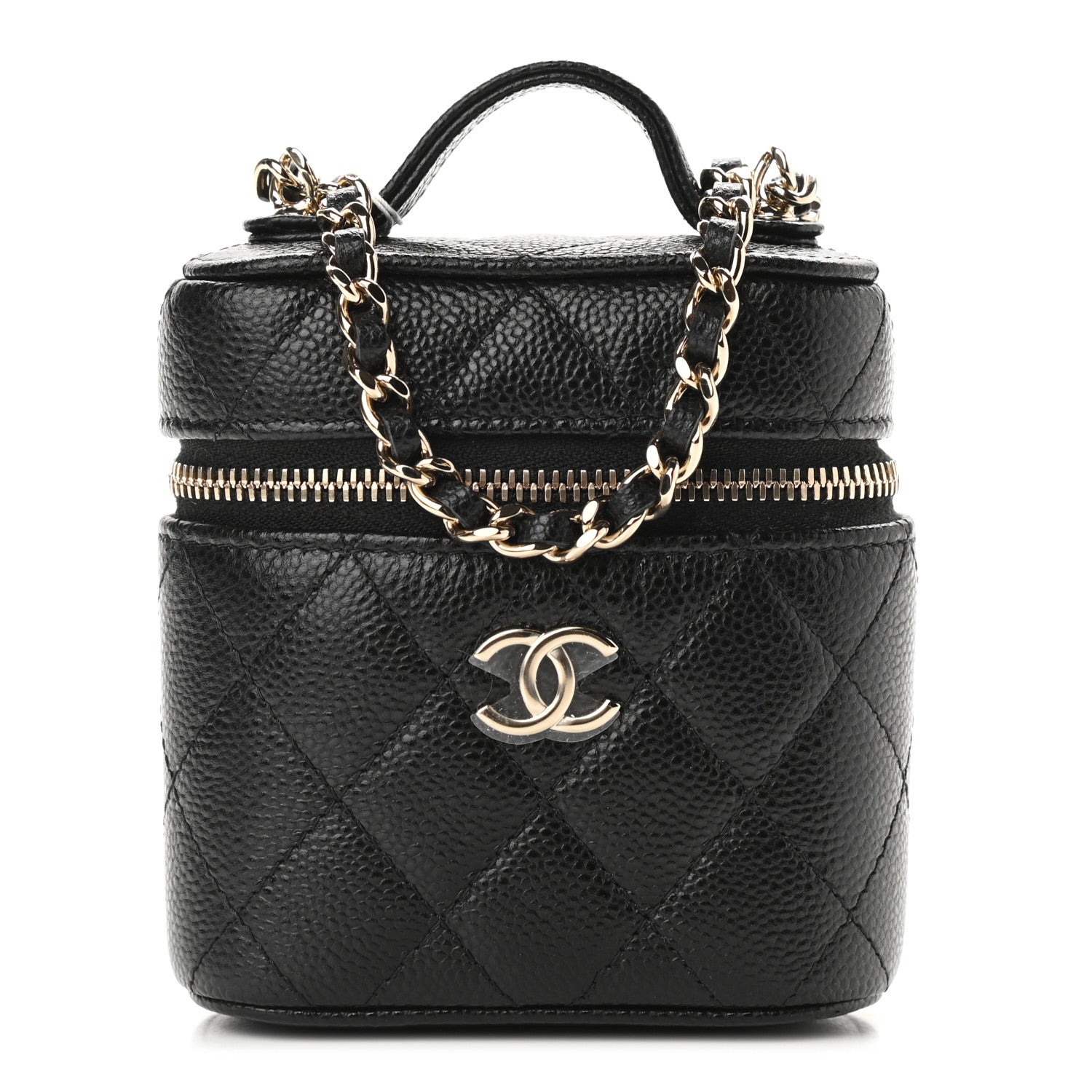 Chanel Caviar Quilted Small Handle With Care Vanity Case With Chain Black 1 of 9