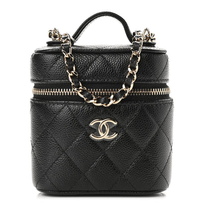 Chanel Caviar Quilted Small Handle With Care Vanity Case With Chain Black 1 of 9