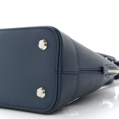 Balenciaga Signature Grained Calfskin Logo S Ville Top Handle Bag Bleu Canopee White 10 of 11