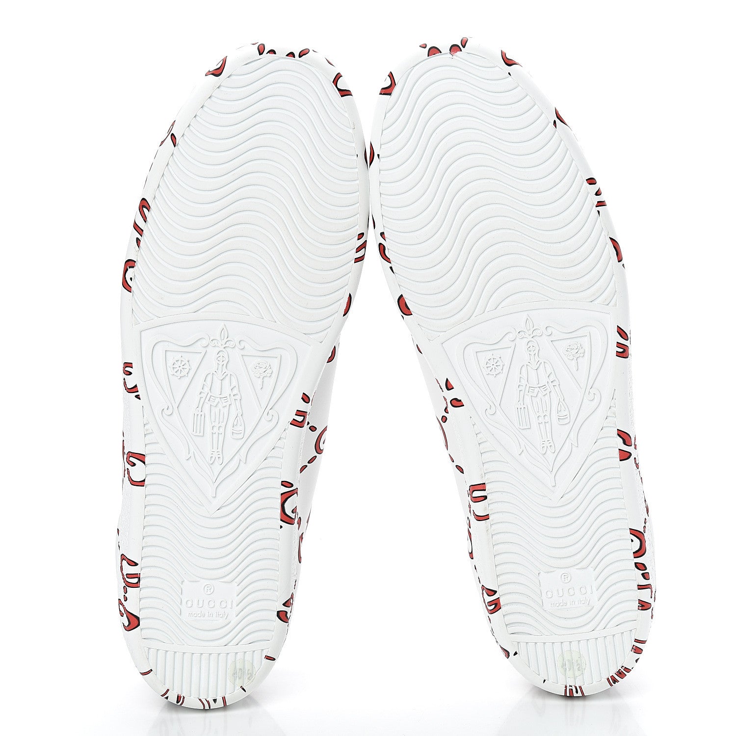 Gucci Calfskin GucciGhost Print Womens Ace Sneakers 40.5 White Hibiscus Red 6 of 10