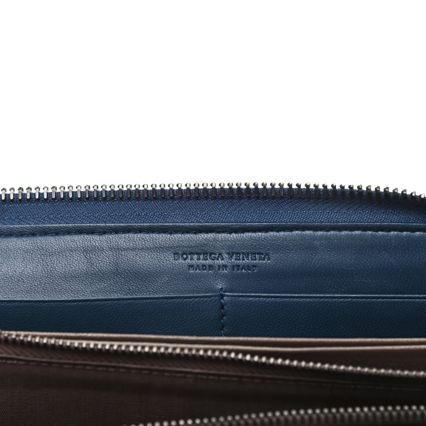 Nappa Intrecciato Zip Around Wallet Blue