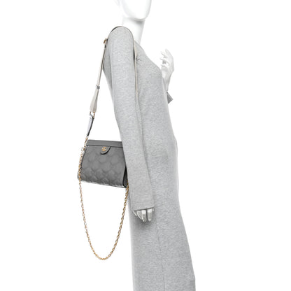Gucci Calfskin GG Matelasse Small Slim Chain Shoulder Bag Dusty Grey Natural 2 of 12