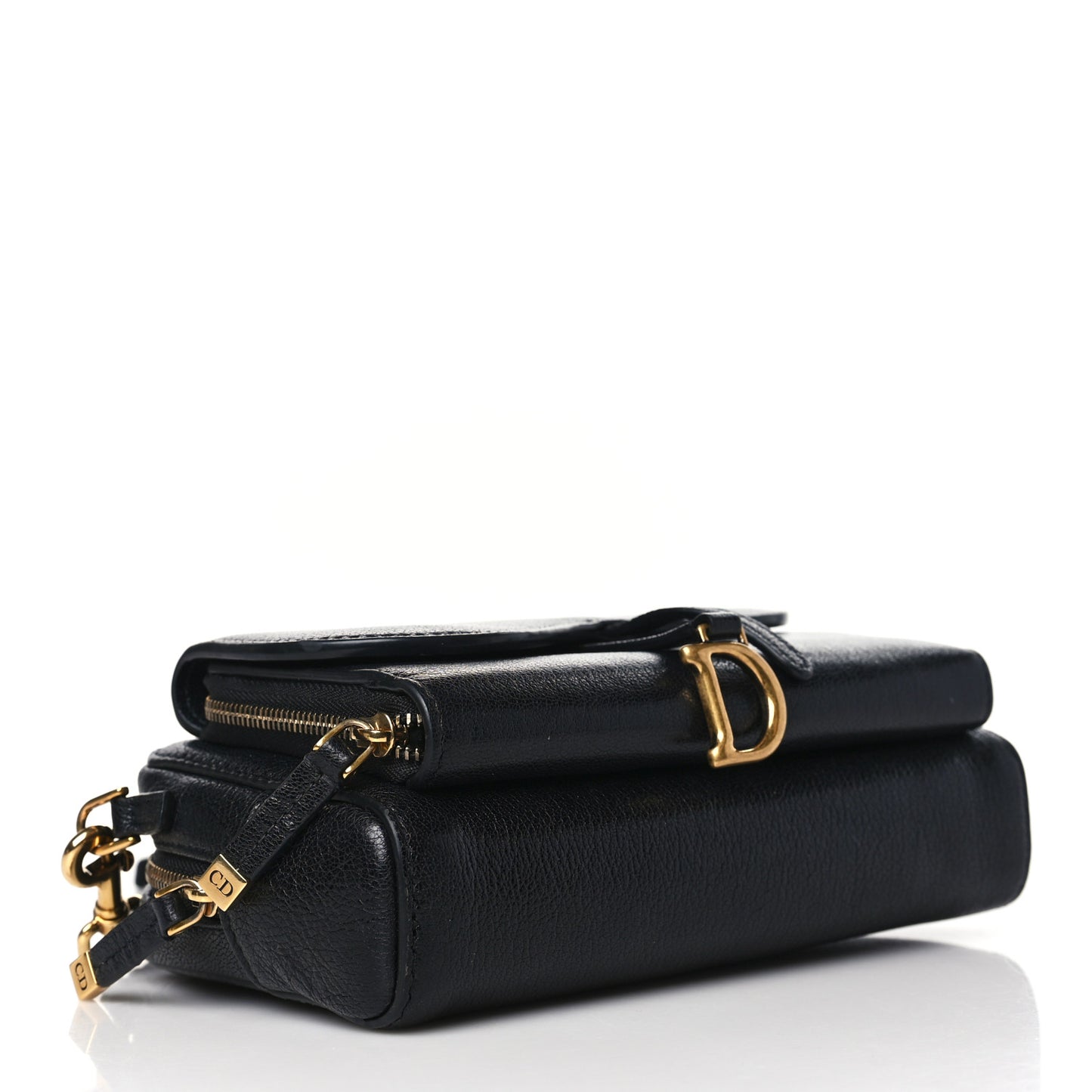 Goatskin Double Saddle Pouch Black