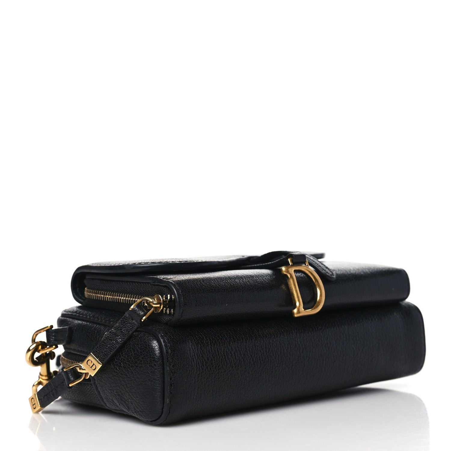Christian Dior Goatskin Double Saddle Pouch Black 4 of 9