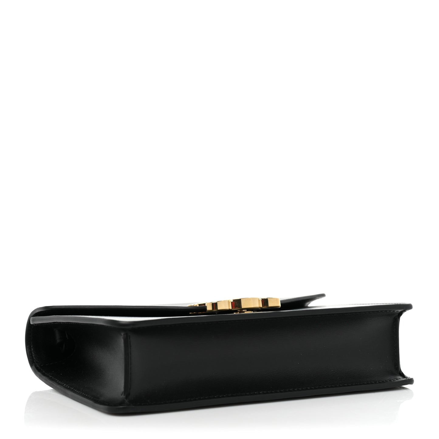 Shiny Calfskin Triomphe Margo Wallet on Chain Black