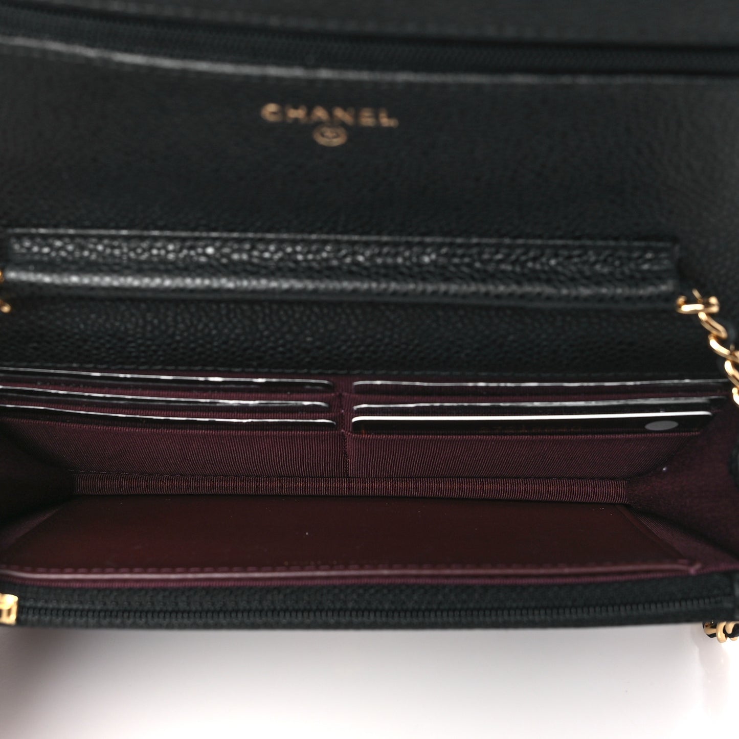 Caviar Quilted Wallet on Chain WOC Black