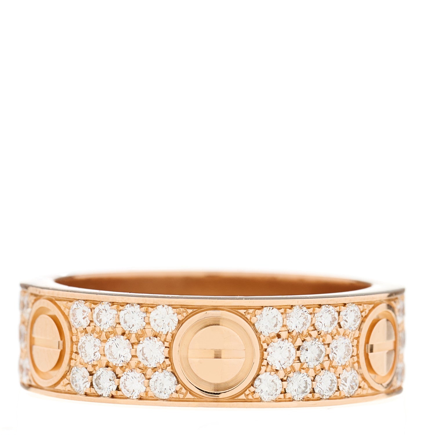 Cartier 18K Pink Gold Diamond 6.5mm LOVE Paved Ring 60 9 4 of 5